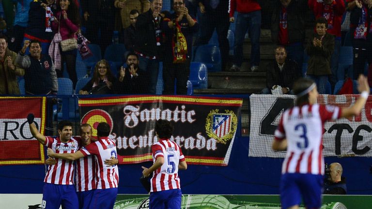Joao Miranda: Celebrates his opener for Atletico