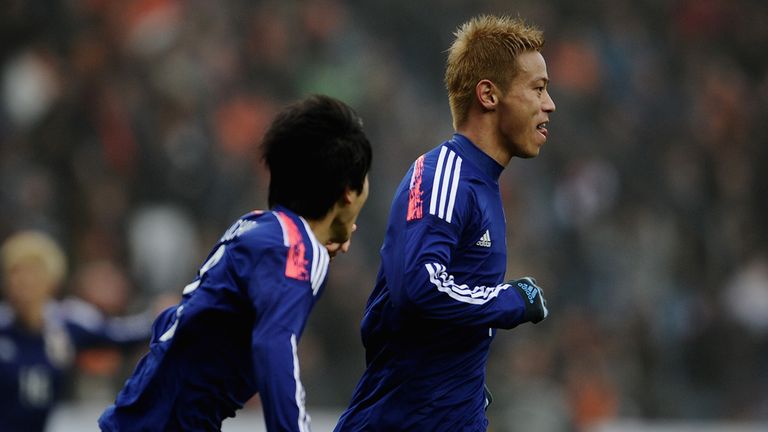 Keisuke Honda: Celebrates equaliser for Japan against Holland