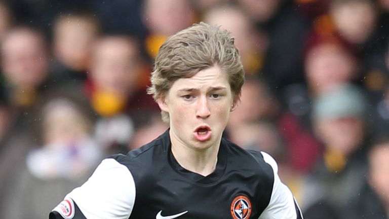 Ryan Gauld celebrated his first Scotland Under-21 call-up with two goals for Dundee United in victory at Motherwell