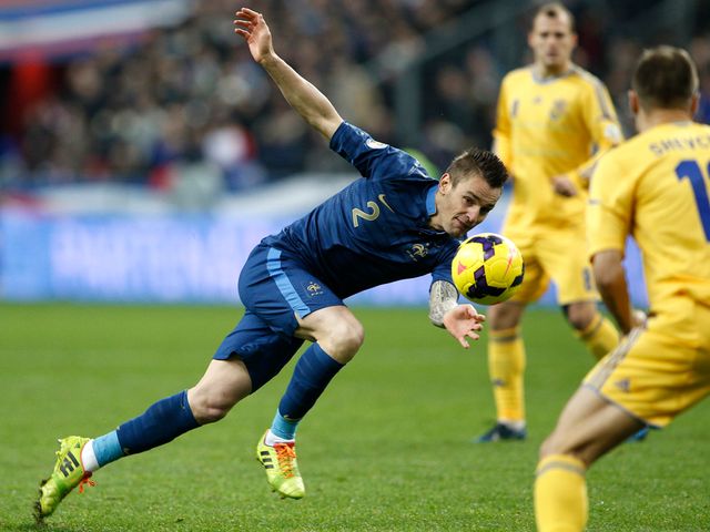Mathieu Debuchy in action for France.