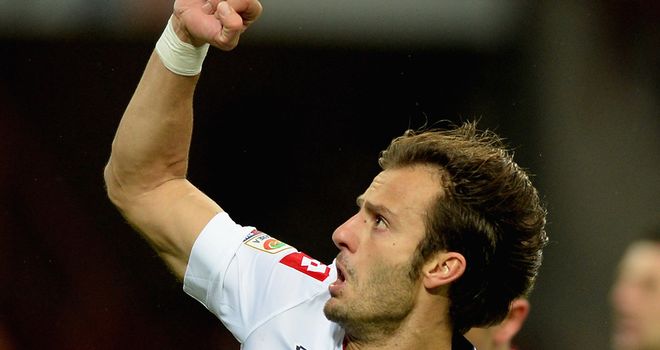 Alberto Gilardino celebrates his goal for Genoa