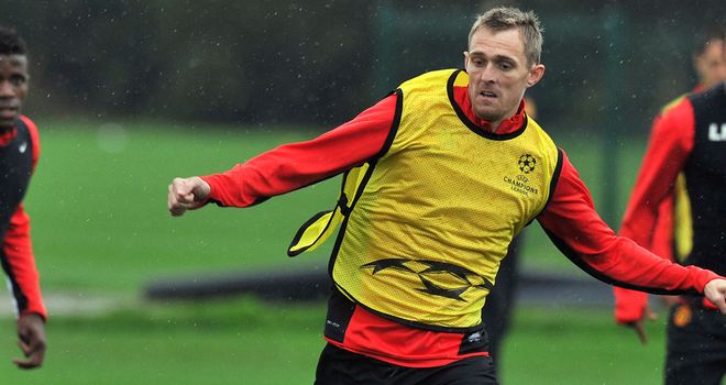 Darren Fletcher during United training last month