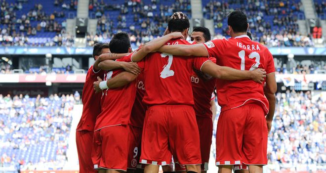 Sevilla players celebrate