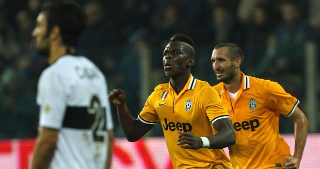 Paul Pogba: Celebrates his winning goal for Juventus