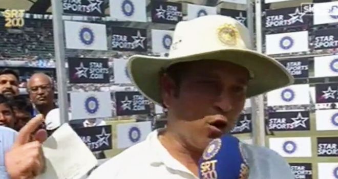 Tendulkar gave a long speech, cheered on by his adoring public