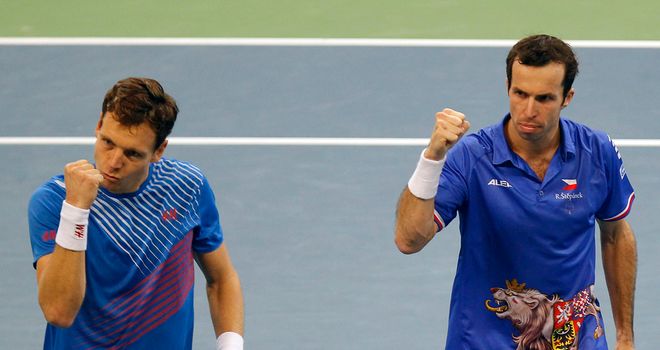 Berdych (l) and Stepanek led the Czech Republic to Davis Cup glory again
