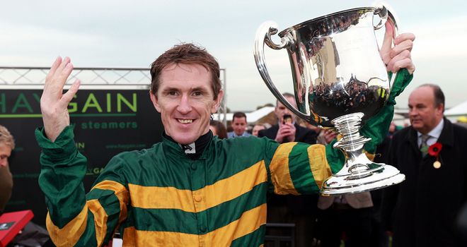 Tony McCoy celebrates his 4,000th winner