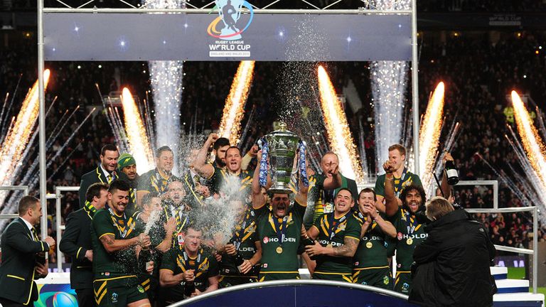 Australia celebrate their Rugby League World Cup final victory