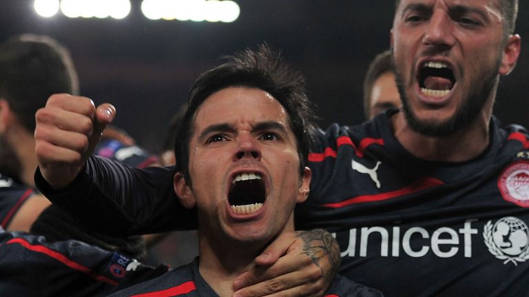Javier Saviola: At the double for Olympiakos on Tuesday