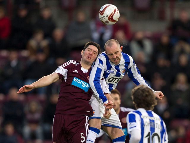 Kilmarnock's Kris Boyd (right) battles with Dylan McGowan
