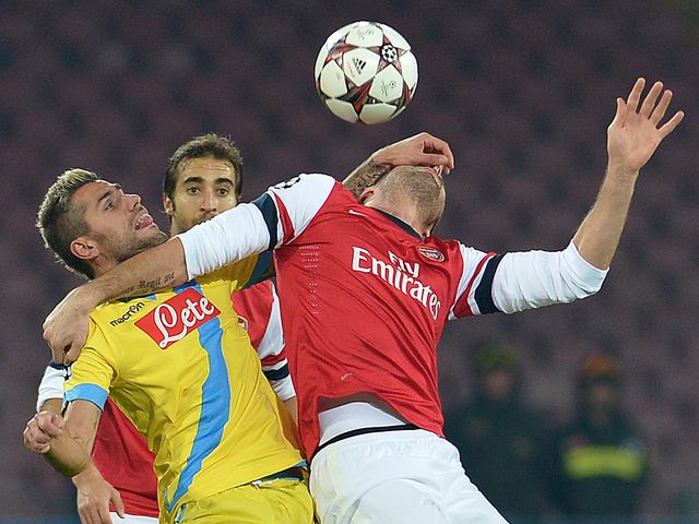 Olivier Giroud finds the going tough