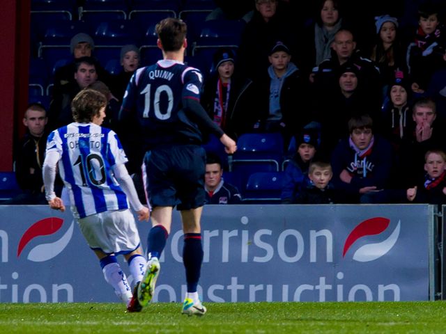 Kilmarnock's Chris Johnston shoots on target