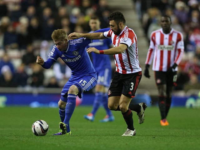 Kevin De Bruyne holds off Andrea Dossena