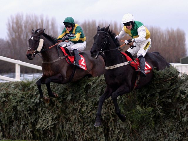 Rebel Rebellion (left) on his way to victory in the Grand Sefton