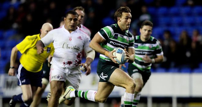 Andrew Fenby makes a break for Lonon Irish during the win over Stade