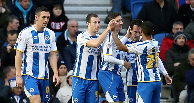 Ashley Barnes (2nd left): Celebrates his opener