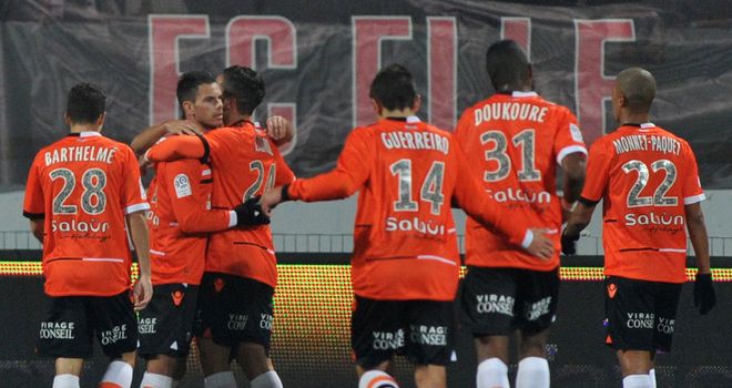 Lorient celebrate against Rennes