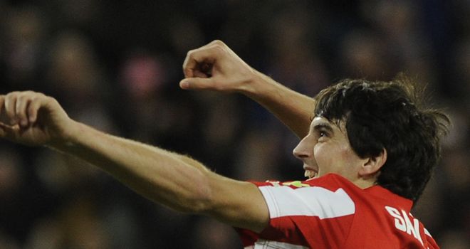 Mikel San Jose celebrates for Athletic Bilbao