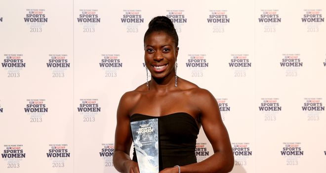 Christine Ohuruogu with her Sportswoman of the Year trophy