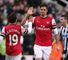 Olivier Giroud: Arsenal striker celebrates his goal against Newcastle on Sunday