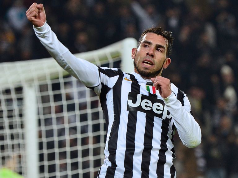 Carlos Tevez celebrates during Juventus' victory