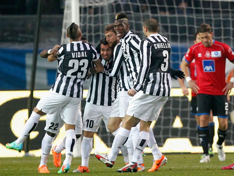 Juventus celebrate against Atalanta