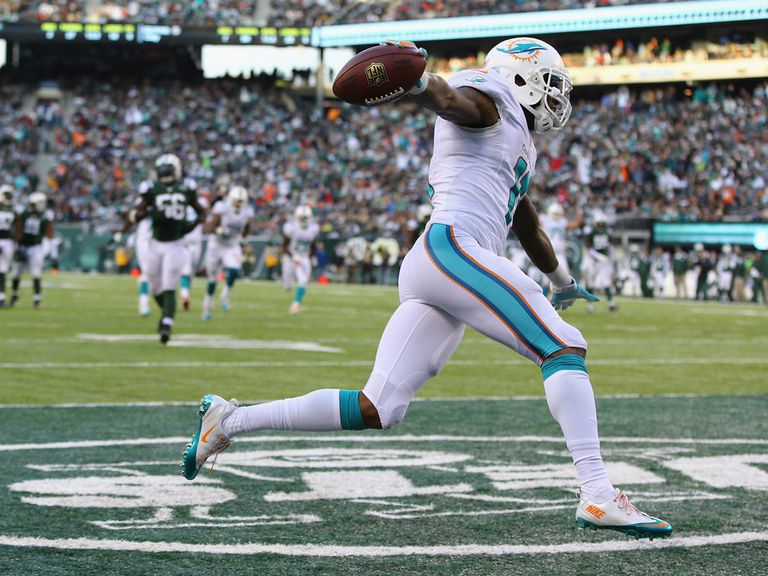 Mike Wallace gets into the end zone for the Dolphins