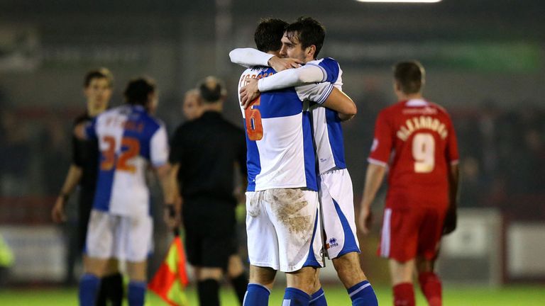 Rovers: Celebrate their win over Crawley in the FA Cup