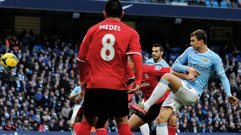 Edin Dzeko: Scores City's 100th goal of the season