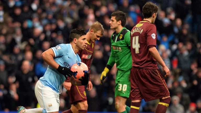 Sergio Aguero: Netted a hat-trick as Manchester City survived a huge scare against Watford