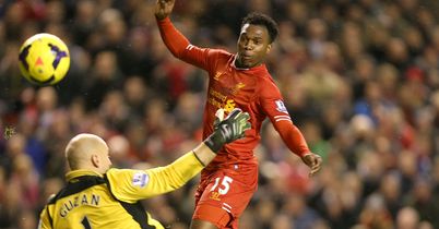 Daniel Sturridge: Flicks the ball over Brad Guzan