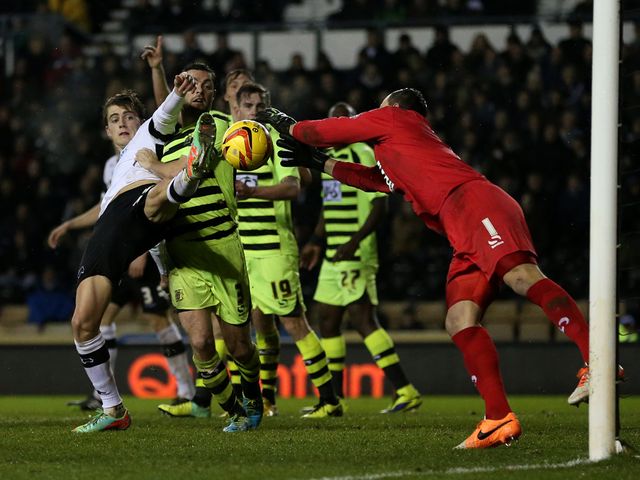 Chris Martin has a shot saved by Marek Stech