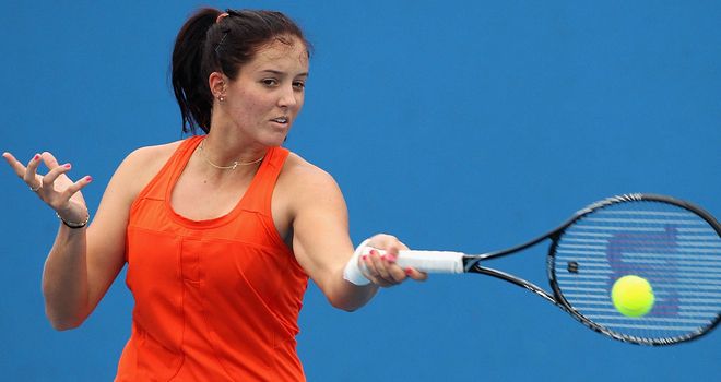 Laura Robson practising in Melbourne on Saturday