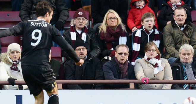 John Sutton: Scores the only goal at Tynecastle as Motherwell beat Hearts