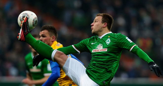 Philipp Bargfrede gets his boot high