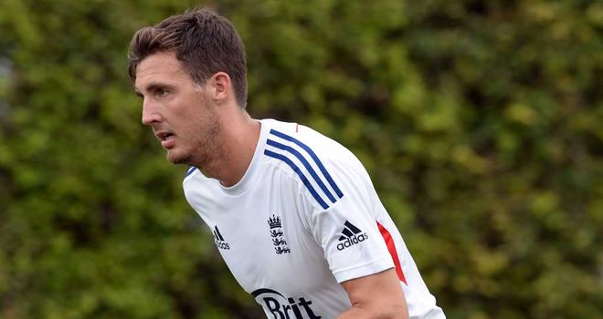 Steven Finn: England paceman in action in the nets