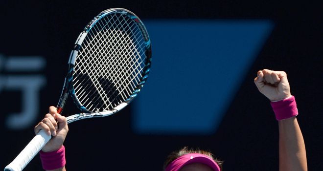 Li Na: Celebrates her victory over Eugenie Bouchard