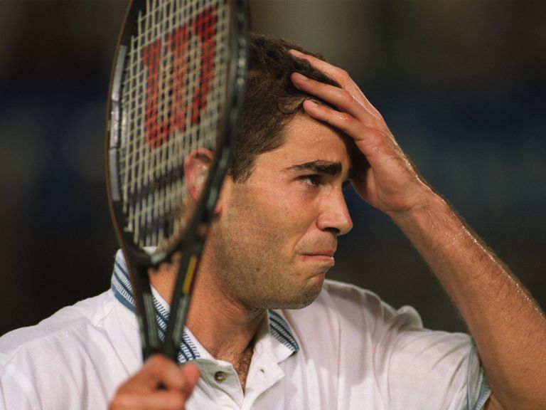 Pete Sampras fights back the tears at the 1995 Australian Open