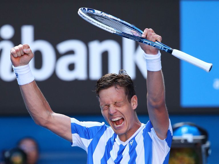 Tomas Berdych celebrates his victory over Ferrer