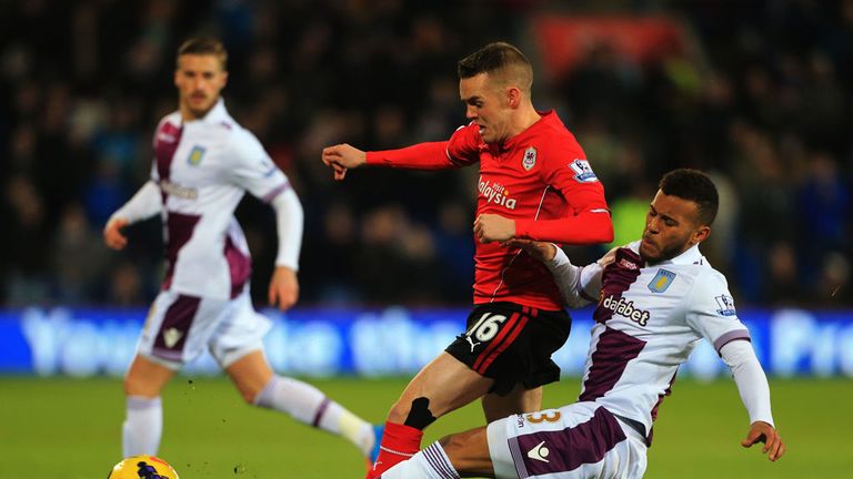 Craig Noone: Challenged by Aston Villa full-back Ryan Bertrand