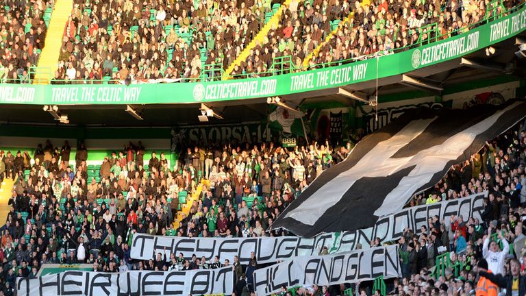Green Brigade display 'offensive' banner at Parkhead