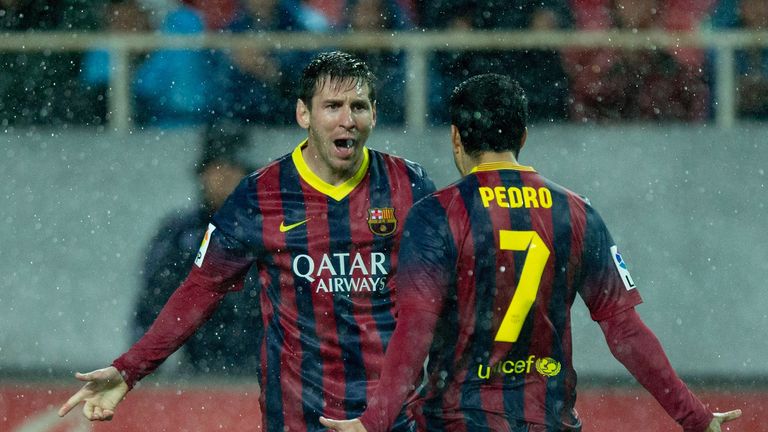 Lionel Messi (l): Celebrates his first goal