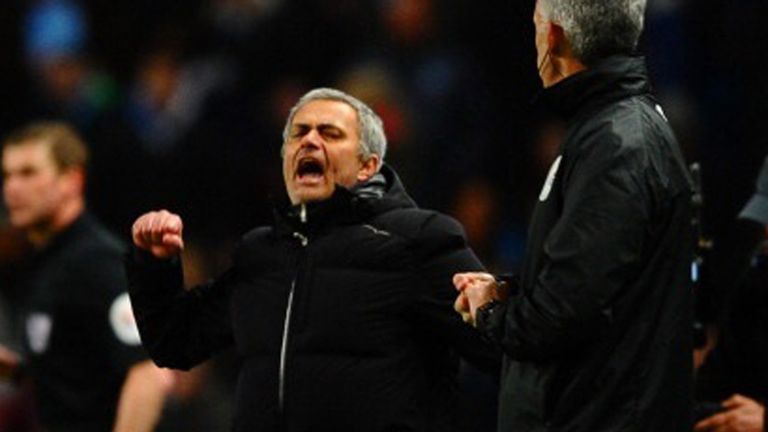 Jose Mourinho: Punches the air after win over Manchester City