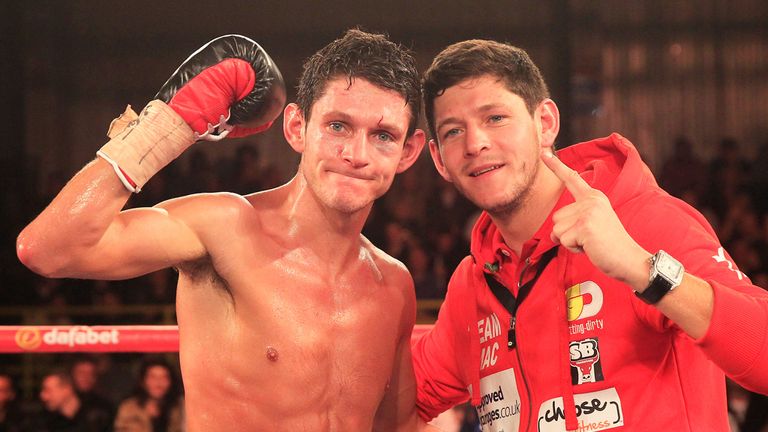Gavin McDonnell celebrates British title win with twin brother Jamie (Pic Lawrence Lustig)