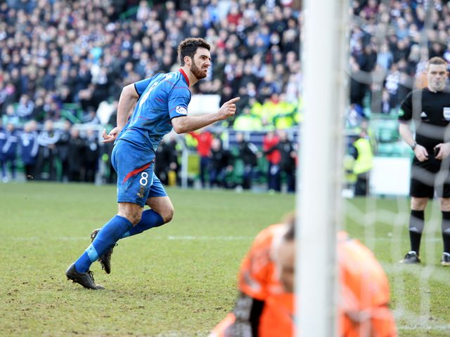 Ross Draper celebrates scoring his penalty
