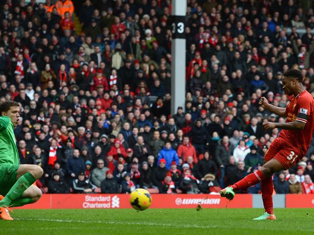Raheem Sterling scores Liverpool's fifth goal