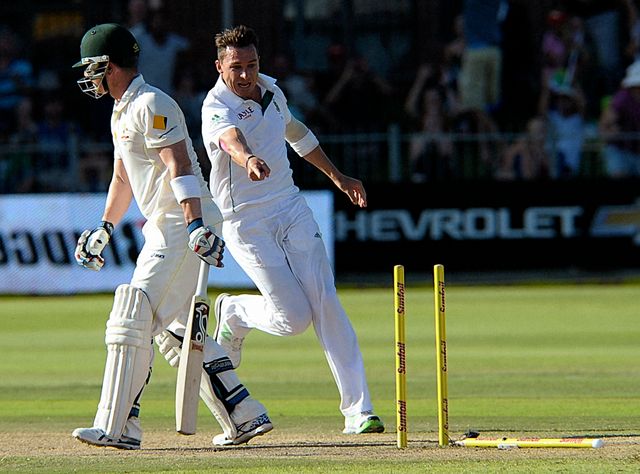 Dale Steyn: South Africa fast bowler celebrates the wicket of Brad Haddin on day four