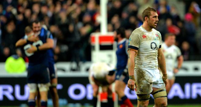 Chris Robshaw looks dejected after defeat in France