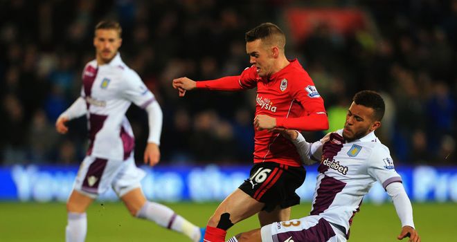 Craig Noone: Challenged by Aston Villa full-back Ryan Bertrand