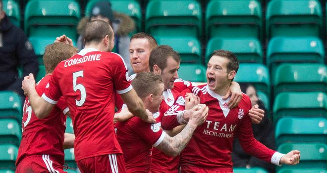 Peter Pawlett (r): Delight at sending Aberdeen into the quarter-finals of the Scottish Cup